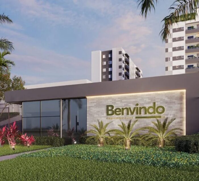 Fachada moderna do Benvindo Condomínio Clube no bairro Jaraguá. Fachada moderna do Benvindo Condomínio Clube no bairro Jaraguá.