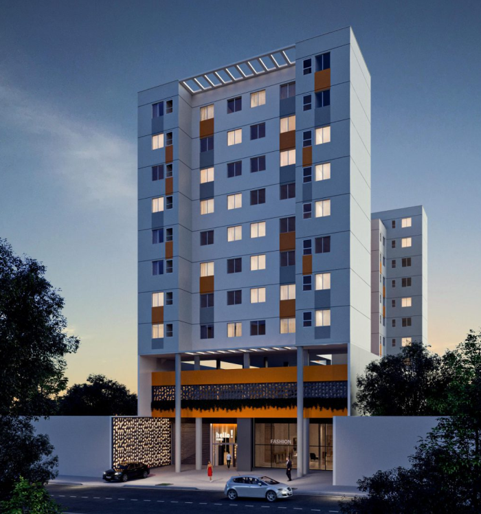 Fachada do Hello! Residence da Z!P, empreendimento moderno e bem localizado com descontos de Black Friday. Fachada moderna do Hello! Residence, um dos empreendimentos da Z!P com condições especiais na Black Friday.