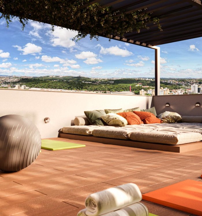 Perspectiva artística do espaço Yoga do Benvindo Condomínio Clube. 