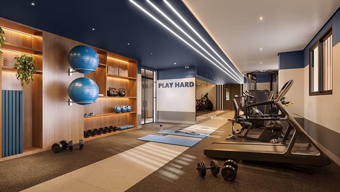 Perspectiva artística da academia no empreendimento ALDEA Barroc