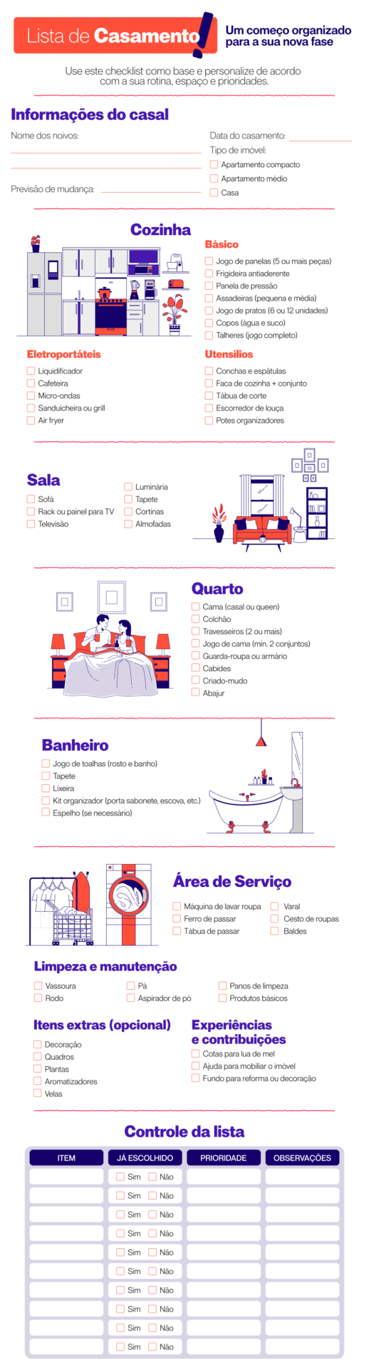 Lista de casamento da ZIP para imprimir